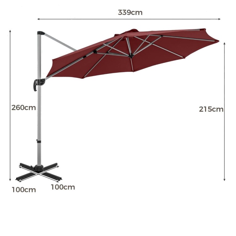 Okrągły parasol ogrodowy 339 cm czerwony