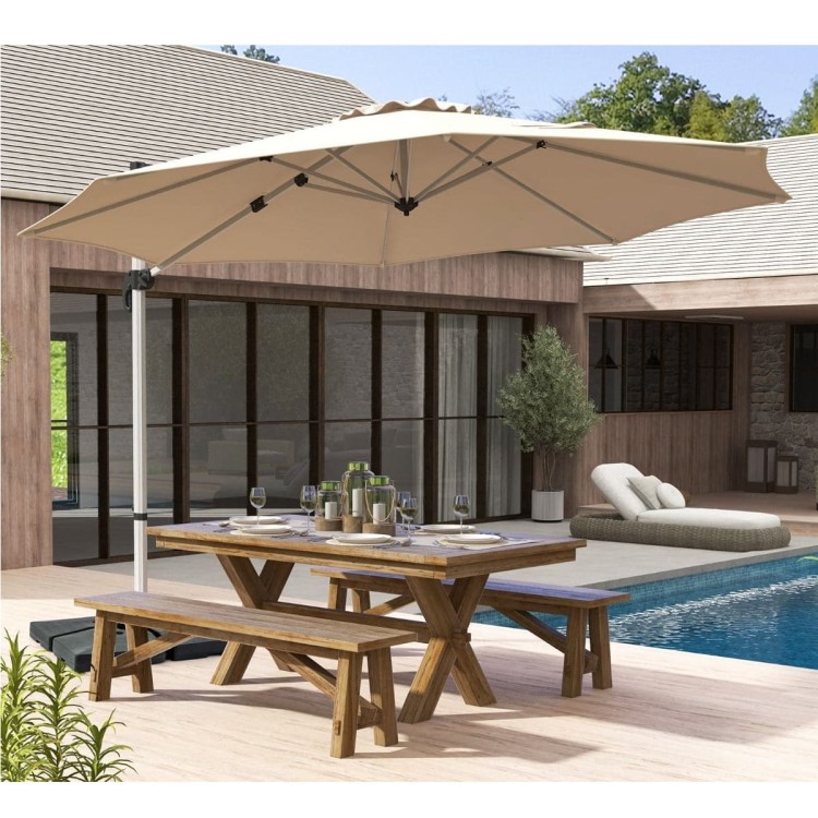 Okrągły parasol ogrodowy 339 cm beżowy