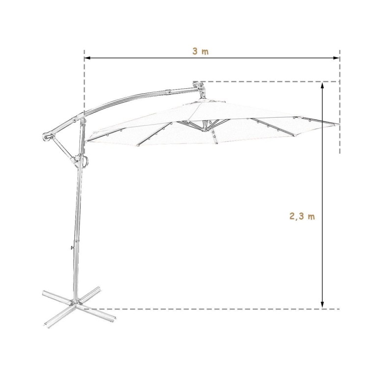 Okrągły parasol ogrodowy z oświetleniem LED