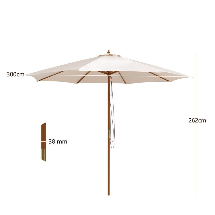 Klasyczny parasol z elementami bambusowymi 3 m