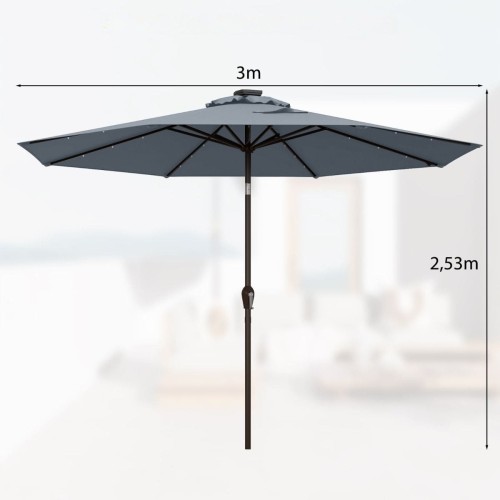 Parasol ogrodowy z solarnymi diodami led 300 cm