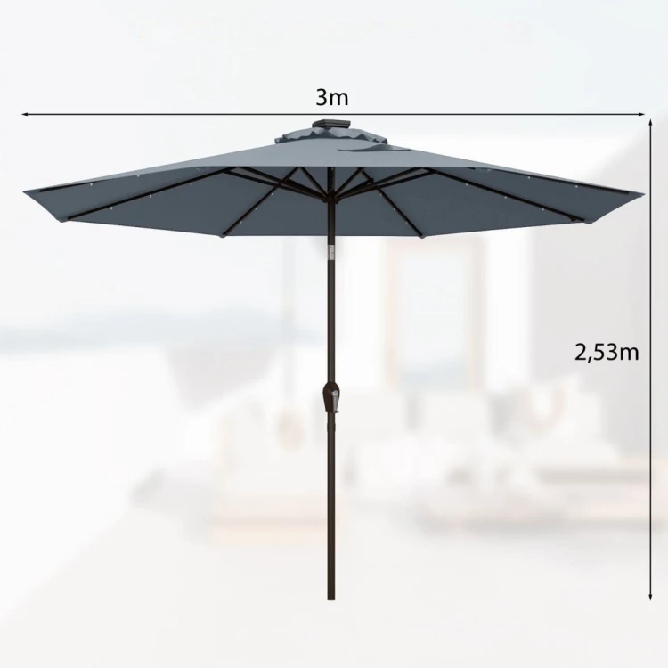 Parasol ogrodowy z solarnymi diodami led 300 cm
