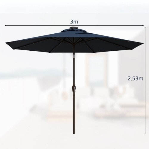 Parasol ogrodowy z solarnymi diodami led 300 cm