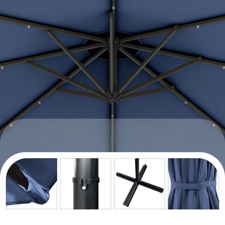 Parasol ogrodowy ze światłami LED obrotowy 360°