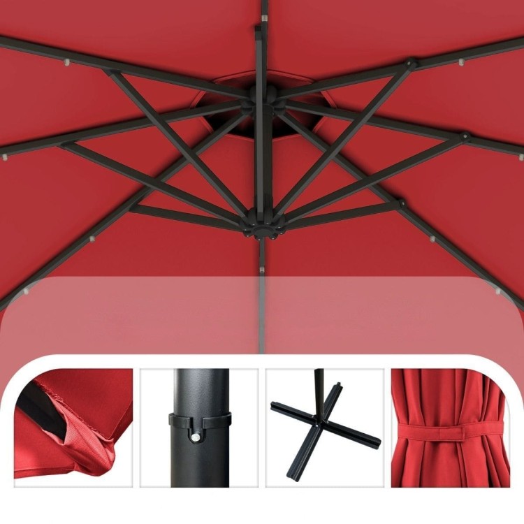Parasol ogrodowy ze światłami LED obrotowy 360°