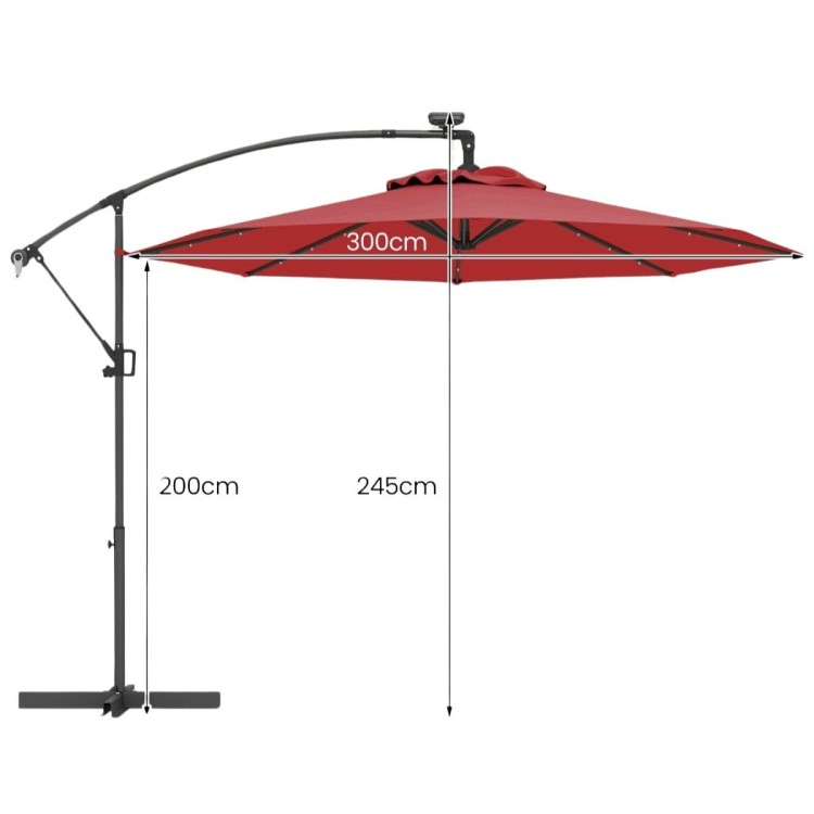 Parasol ogrodowy ze światłami LED obrotowy 360°