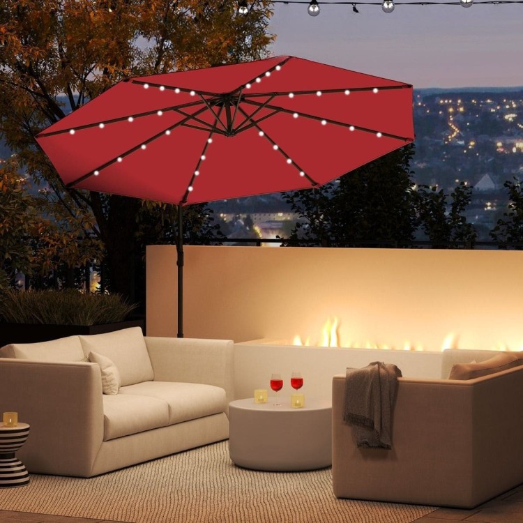 Parasol ogrodowy ze światłami LED obrotowy 360°