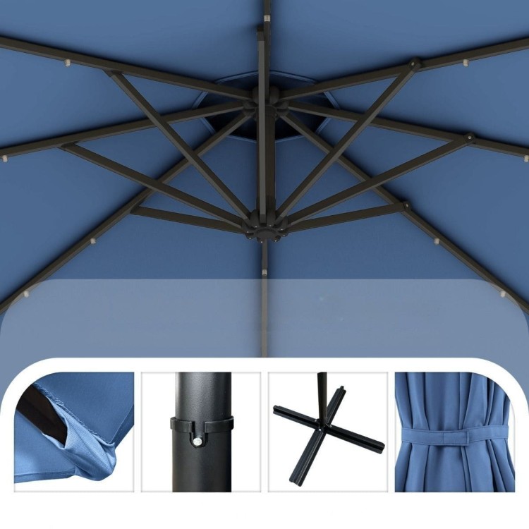 Parasol ogrodowy ze światłami LED obrotowy 360°