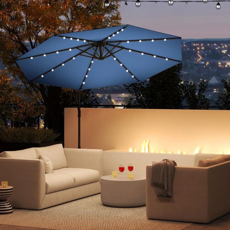 Parasol ogrodowy ze światłami LED obrotowy 360°