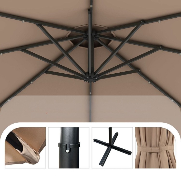 Parasol ogrodowy ze światłami LED obrotowy 360°