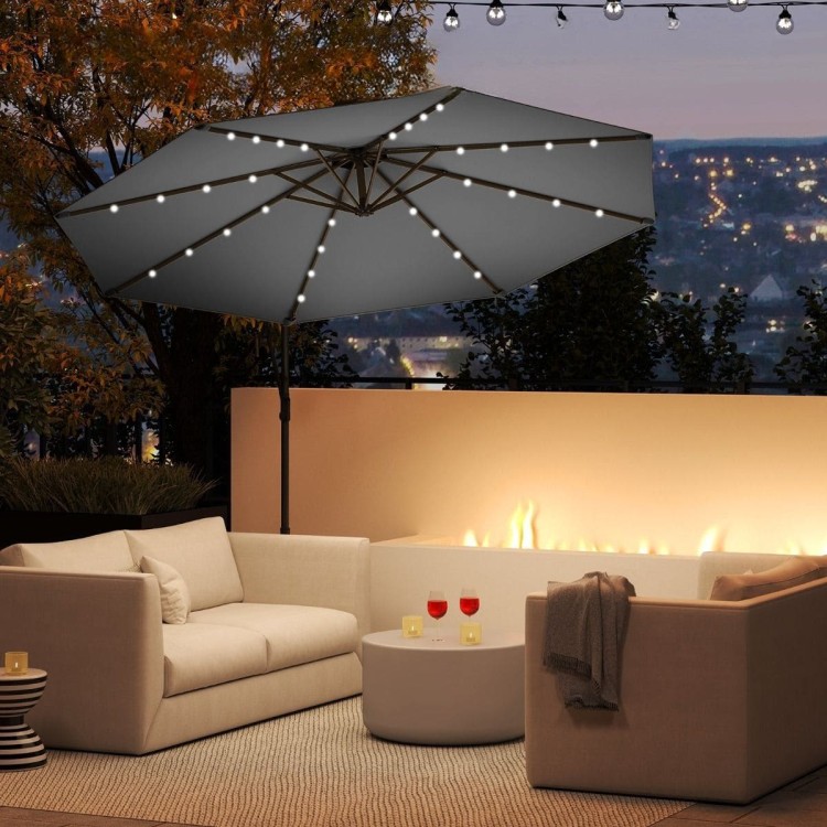 Parasol ogrodowy ze światłami LED obrotowy 360°