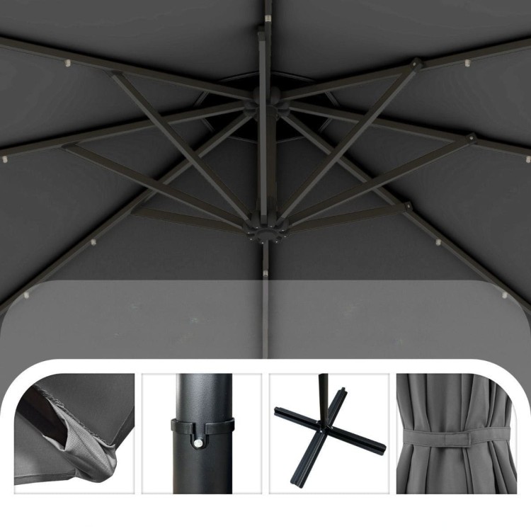 Parasol ogrodowy ze światłami LED obrotowy 360°