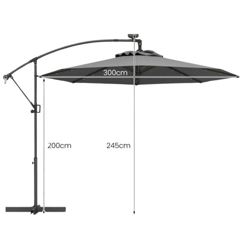 Parasol ogrodowy ze światłami LED obrotowy 360°