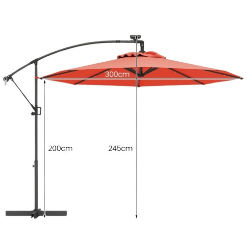 Parasol ogrodowy ze światłami LED obrotowy 360°
