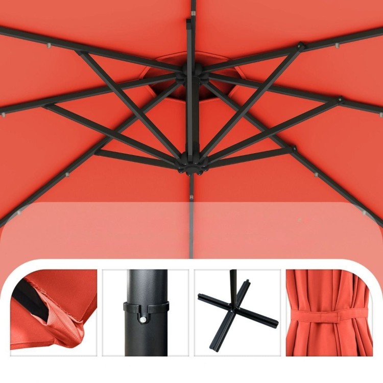 Parasol ogrodowy ze światłami LED obrotowy 360°