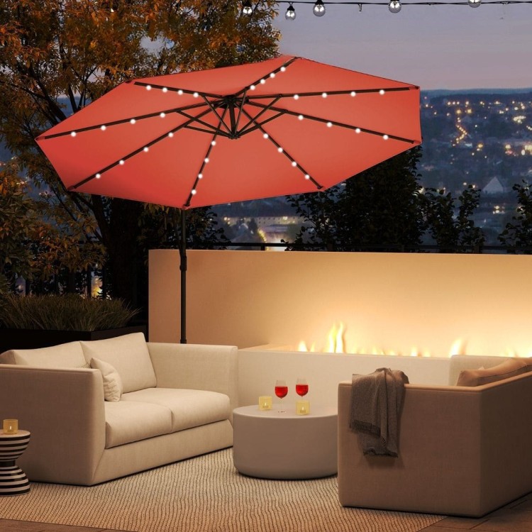 Parasol ogrodowy ze światłami LED obrotowy 360°