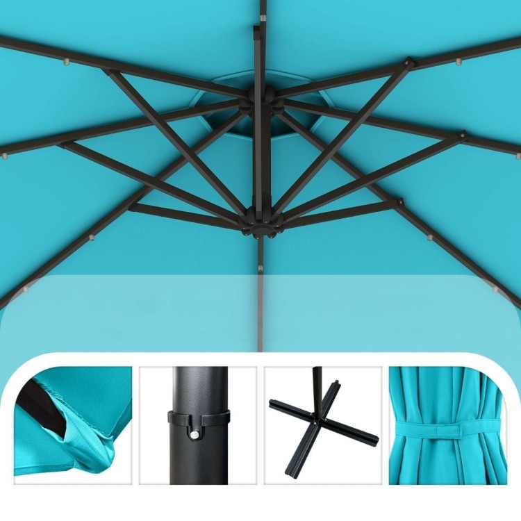 Parasol ogrodowy ze światłami LED obrotowy 360°