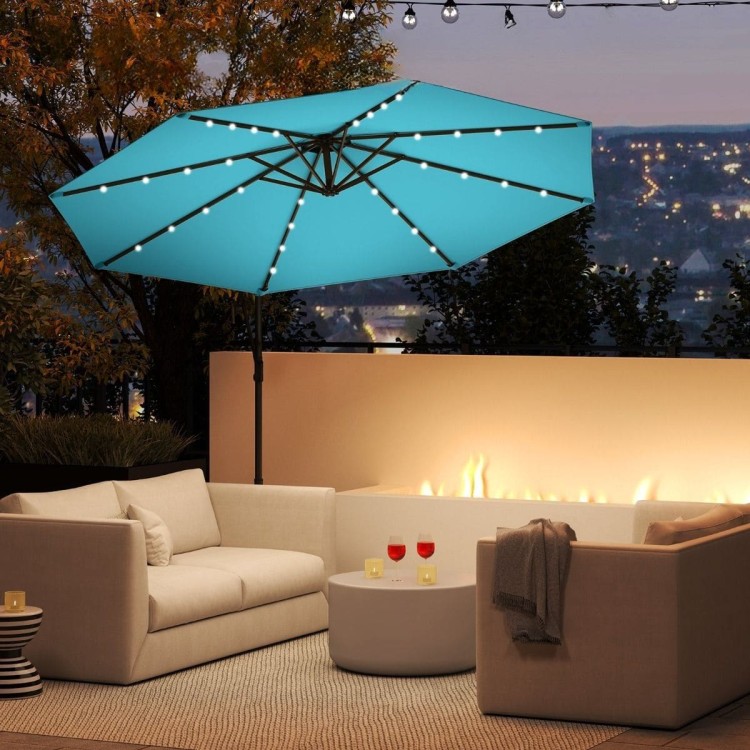Parasol ogrodowy ze światłami LED obrotowy 360°