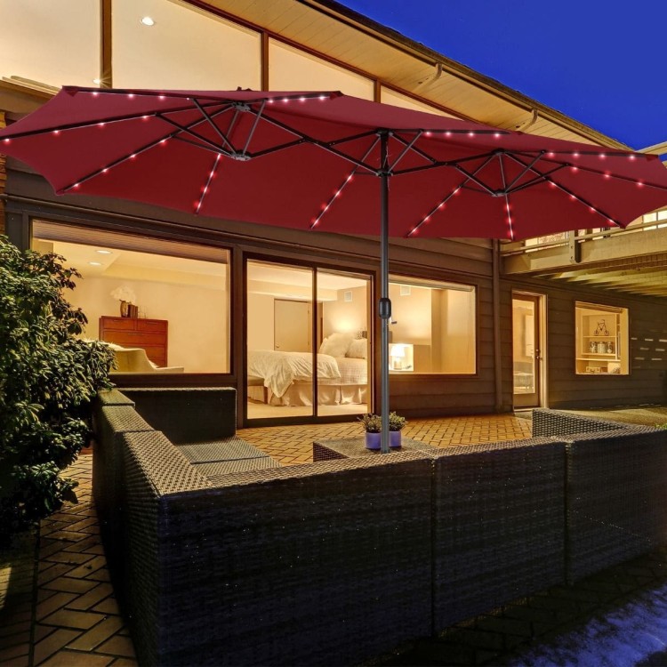 Parasol ogrodowy z solarnymi diodami LED 470 cm