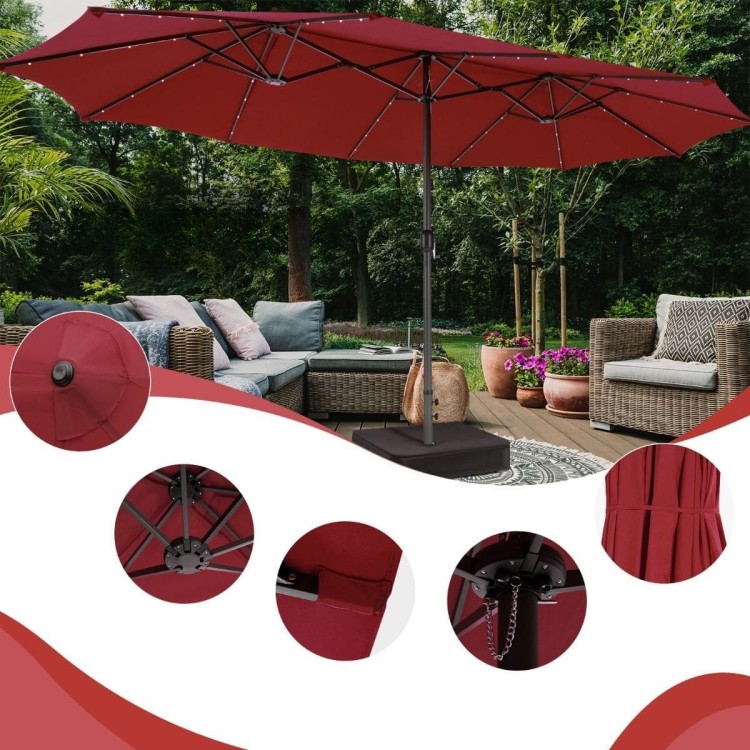 Parasol ogrodowy z solarnymi diodami LED 470 cm
