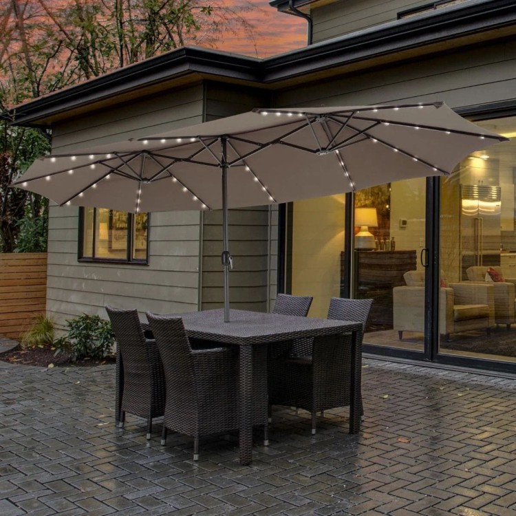 Parasol ogrodowy z solarnymi diodami LED 470 cm