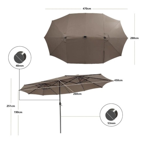 Parasol ogrodowy z solarnymi diodami LED 470 cm