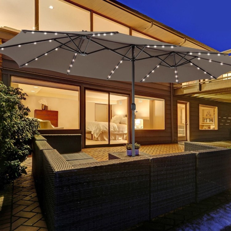 Parasol ogrodowy z solarnymi diodami LED 470 cm