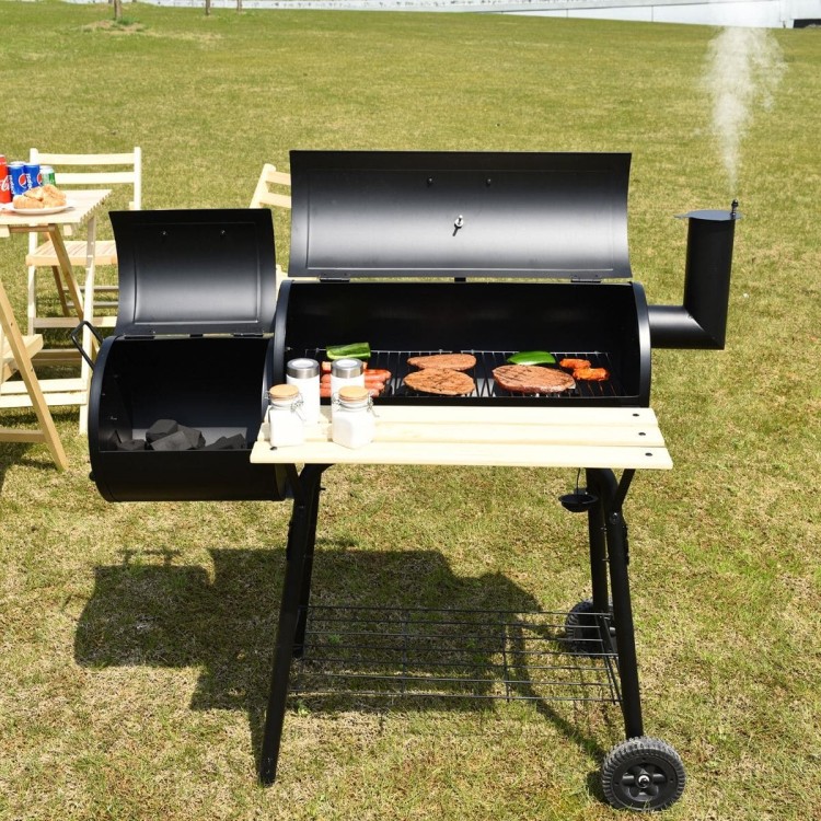 Dwukomorowy grill węglowy czarny