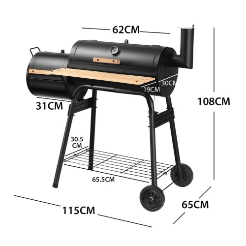 Dwukomorowy grill węglowy czarny