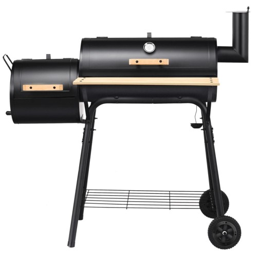 Dwukomorowy grill węglowy czarny