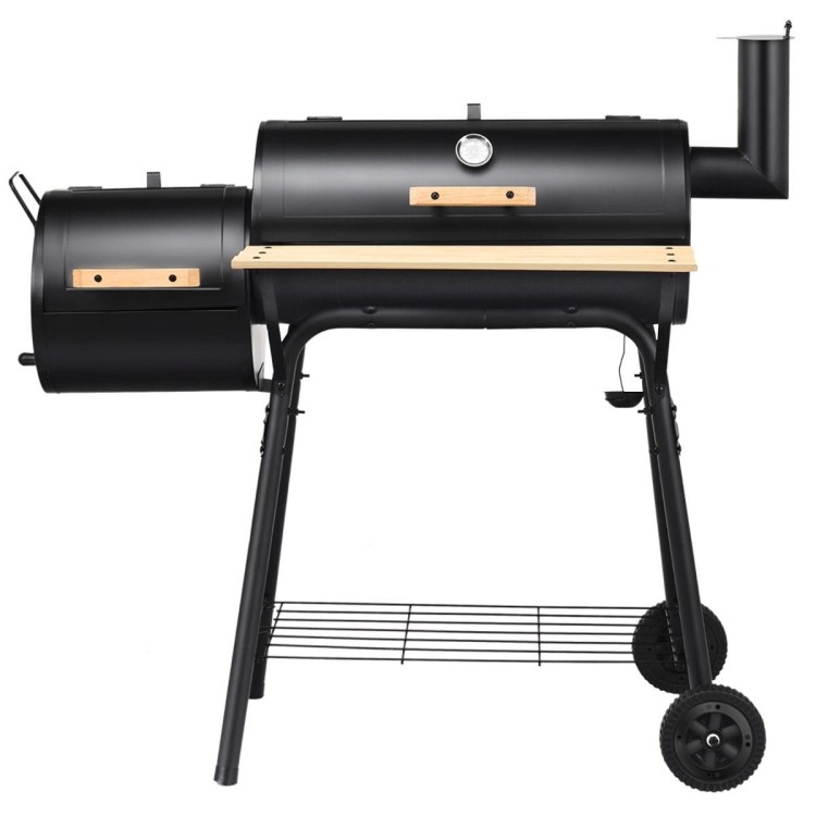 Dwukomorowy grill węglowy czarny