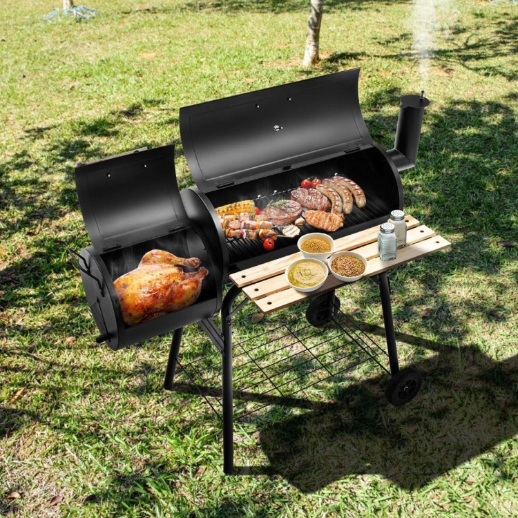 Dwukomorowy grill węglowy czarny