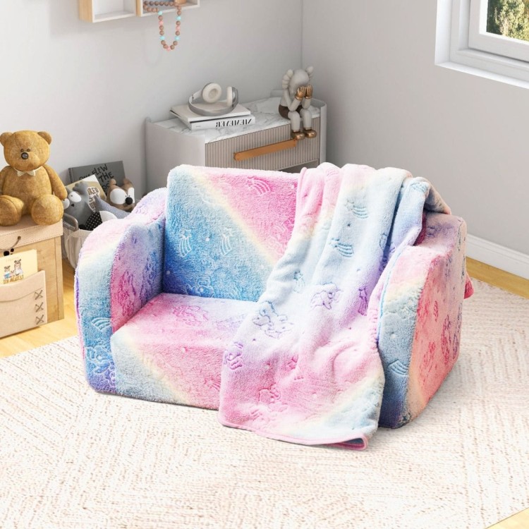 Rozkładana sofa dziecięca z kocem fluoroscencyjna
