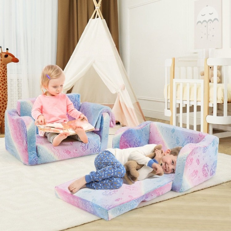 Rozkładana sofa dziecięca z kocem fluoroscencyjna