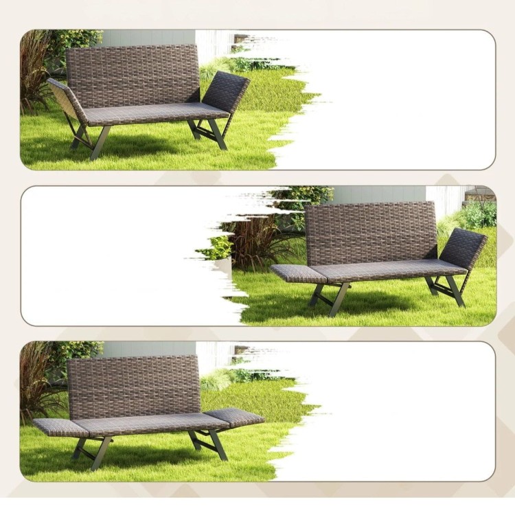 Rattanowa sofa ogrodowa z regulowanymi podłokietnikami