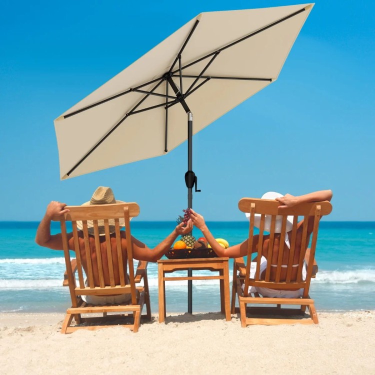 Parasol ogrodowy z korbką i regulacją 230 cm beżowy