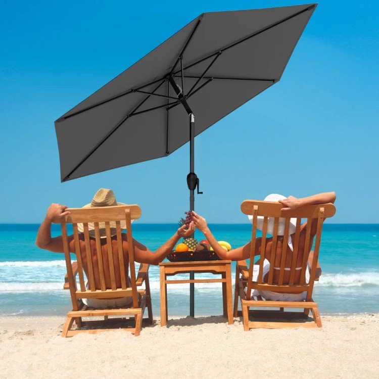 Parasol ogrodowy z korbką i regulacją 230 cm szary