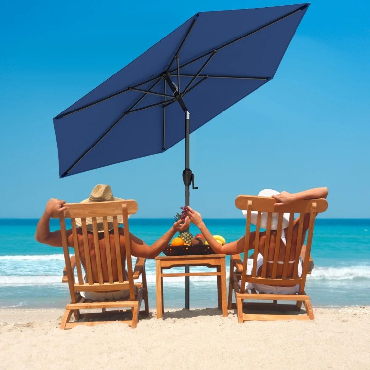 Parasol ogrodowy z korbką i regulacją 230 cm granatowy
