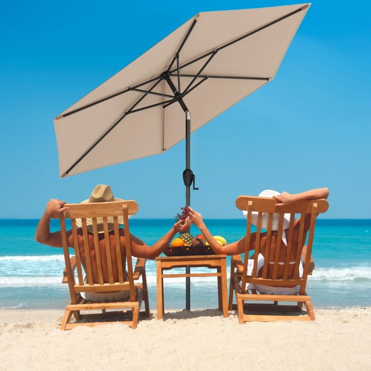 Parasol ogrodowy z korbką i regulacją 230 cm brązowy