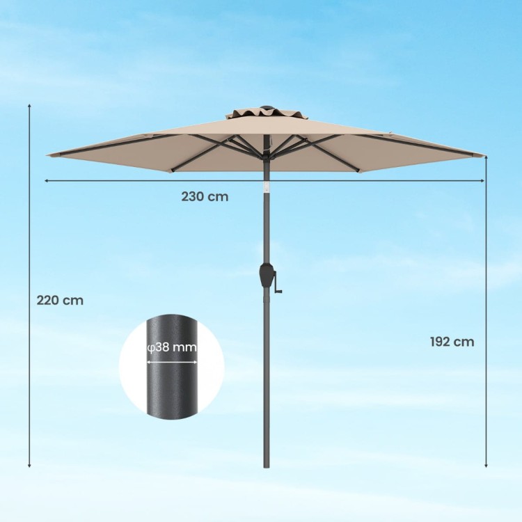 Parasol ogrodowy z korbką i regulacją 230 cm brązowy