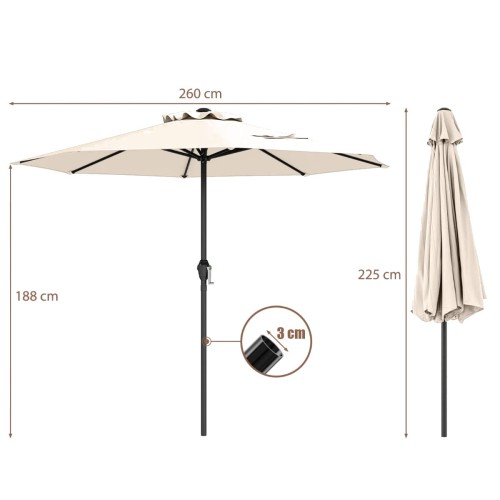 Parasol tarasowy 260 cm beżowy