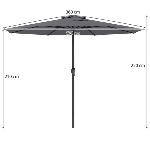Parasol tarasowy 350 cm szary