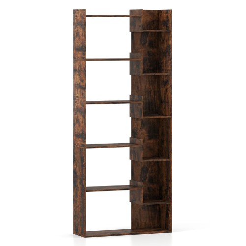 costway6stckigesbcherregalholzregalmit2kippsicherungenoffenesausstellungsregalstandregalaufbewahrungsregalfrarbeitszimmerwohnzimmer69x22x163cmindustriellkaffee_1752026400121_image_2.jpg