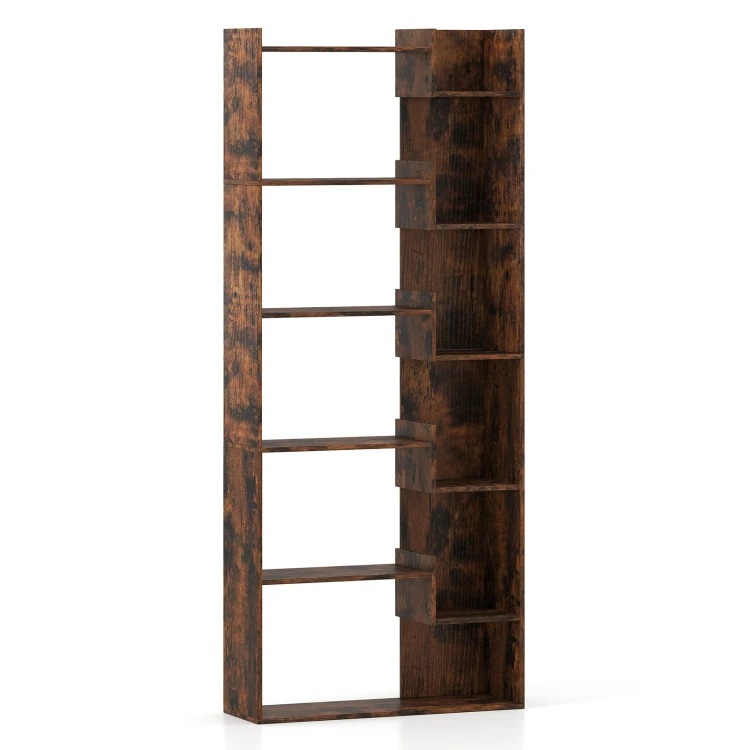 costway6stckigesbcherregalholzregalmit2kippsicherungenoffenesausstellungsregalstandregalaufbewahrungsregalfrarbeitszimmerwohnzimmer69x22x163cmindustriellkaffee_1752026400121_image_2.jpg