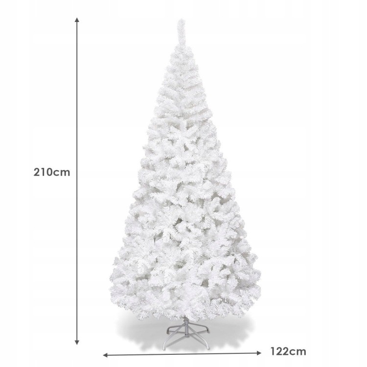 Sztuczna choinka biała ze stojakiem 210cm