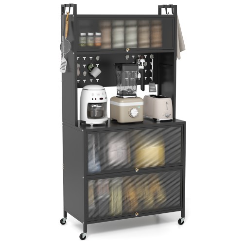 costwaykchenschrankhochkchenregalmitrollenbuffetschrankmitklapptrenstecktafelhakenkippschutzstandregalhochschrankfrkcheesszimmerwohnzimmer80x40x160cmschwarz_1752140201958_image_2.jpg