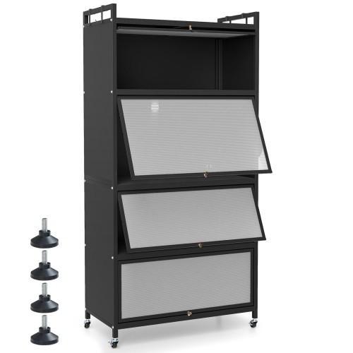 5stckigerkchenschrankfreistehendermetallvorratsschrankmit4klapptrenrollbaresmikrowellenstnderschwarz_1765787566192_image_2.jpg