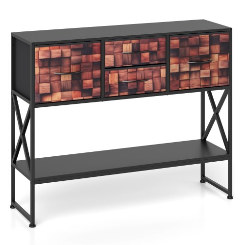 konsolentischmit4stoffschubladenregalmetallrahmenholzmosaikmusterfrflurdielewohnzimmerkaffeeschwarz_1773902652130_image_2.jpg