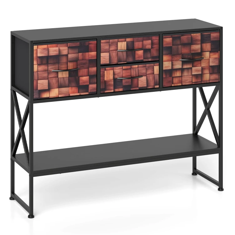 konsolentischmit4stoffschubladenregalmetallrahmenholzmosaikmusterfrflurdielewohnzimmerkaffeeschwarz_1773902652130_image_2.jpg
