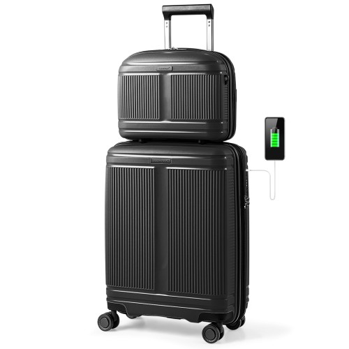 costway2tlggepcksetinkl20handgepckkoffer14kosmetikkofferpphartschalengepckmittsaschlossusbanschluss360rollenerweiterbaresreisekofferhandgepckschwarz_1752124890231_image_2.jpg
